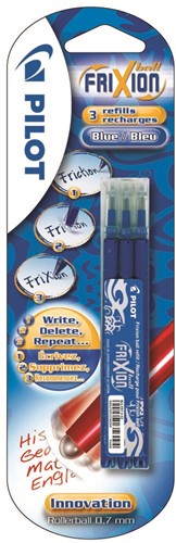 Pilot vulling Frixion Ball en Frixion Ball Clicker, blister van 3 stuks, blauw 1 Stuk