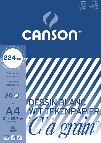 Canson bloc de dessin C à grain, 224 g/m², ft 21 x 29,7 cm (A4)
