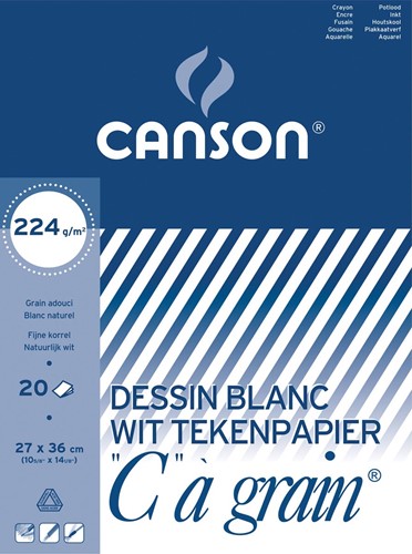Canson bloc de dessin C à grain 224 g/m², ft 27 x 36 cm
