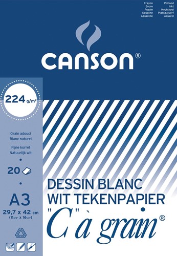 Canson bloc de dessin C à grain, 224 g/m², ft 29,7 x 42 cm (A3)