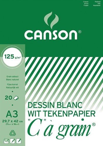 Canson bloc de dessin C à grain 125 g/m², ft 29,7 x 42 cm (A3)
