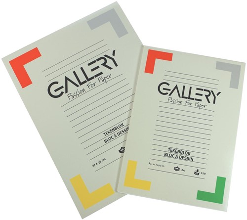 Gallery papier à dessin, 120 g, ft 21 x 29,7 cm, A4, papier sans bois, bloc de 24 feuilles