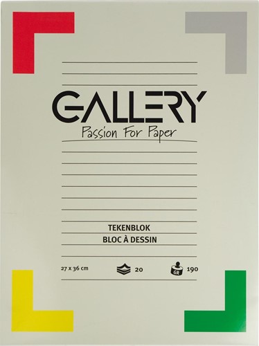 Gallery papier à dessin, 190 g, ft 27 x 36 cm, papier sans bois, bloc de 20 feuilles
