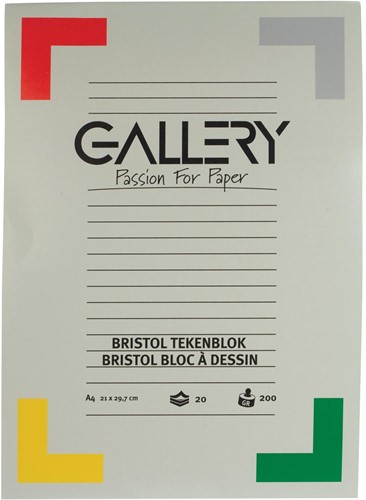 Gallery Bristol papier à dessin, 200 g, ft 21 x 29,7 cm , A4, bloc de 20 feuilles