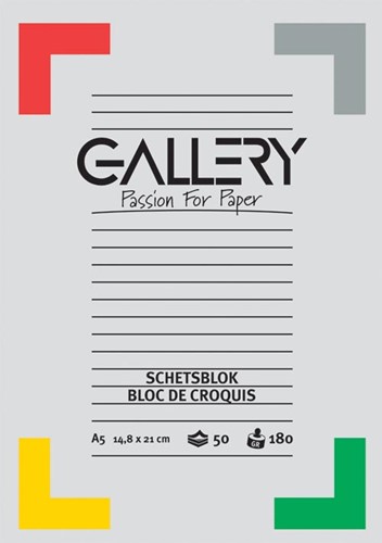Gallery schetsblok, ft 14,8 x 21 cm (A5), 180  g/m², blok van 50 vel