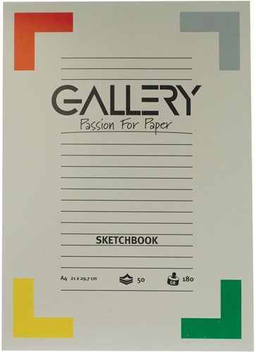 Gallery schetsblok, ft 21 x 29,7 cm (A4), 180  g/m², blok van 50 vel