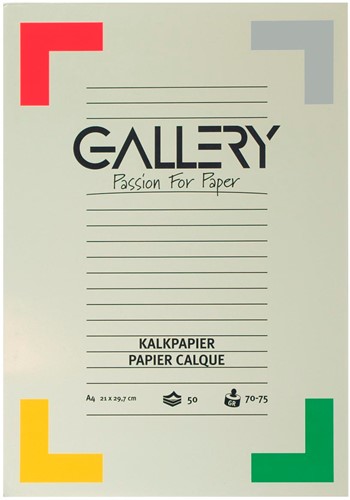 Gallery papier calque, ft 21 x 29,7 cm (A4), bloc de 50 feuilles