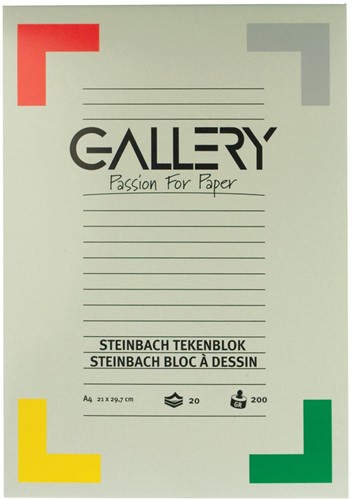 Gallery Steinbach papier à dessin, 200 g, ft 21 x 29,7 cm, A4, grainé, bloc de 20 feuilles