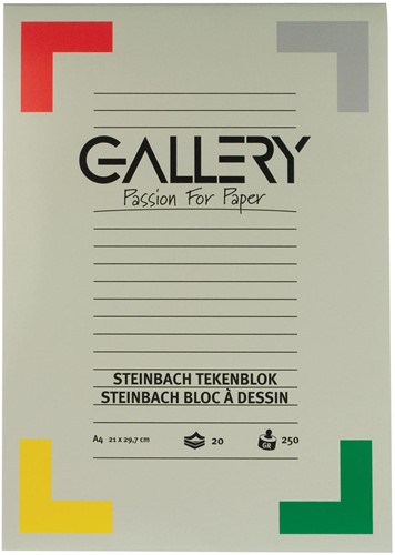 Gallery Steinbach papier à dessin, 250 g, ft 21 x 29,7 cm, A4, grainé, bloc de 20 feuilles