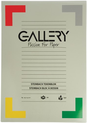 Gallery Steinbach papier à dessin, 250 g, ft 29,7 x 42 cm, A3, grainé, bloc de 20 feuilles