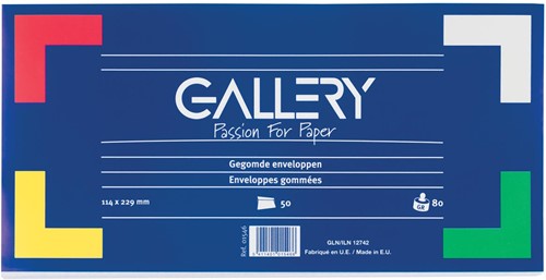 Gallery enveloppes, ft 114 x 229 mm, gommées, paquet de 50 pièces