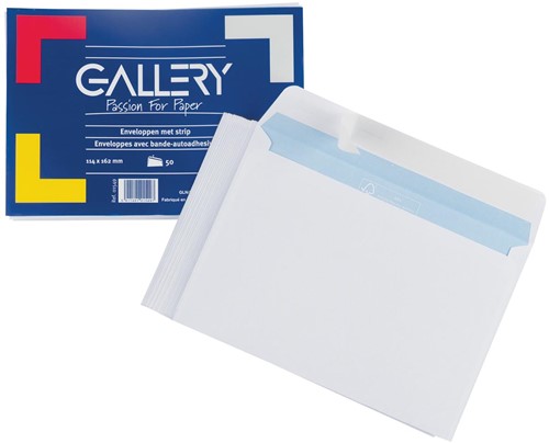 Gallery enveloppen ft 114 x 162 mm, stripsluiting, pak van 50 stuks