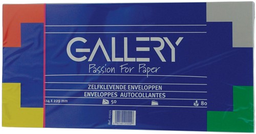 Gallery enveloppes, ft 114 x 229 mm, sans fenêtre, avec bande adhésive, paquet de 50 pièces
