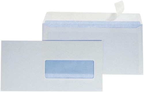 Gallery enveloppen 114 x 229 mm, met venster rechts, stripsluiting, pak 50 stuks-2