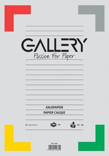 Gallery papier calque, ft 29,7 x 42 cm (A3), bloc de 20 feuilles