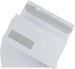 Gallery enveloppen ft 110 x 220 mm, venster links, stripsluiting, doos van 500 stuks