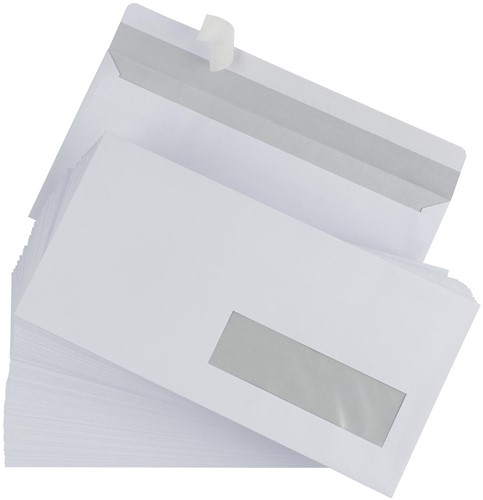 Gallery enveloppes, ft 110 x 220 mm (DL) bande adhésive, fenêtre à droite (ft 30 x 100 mm)