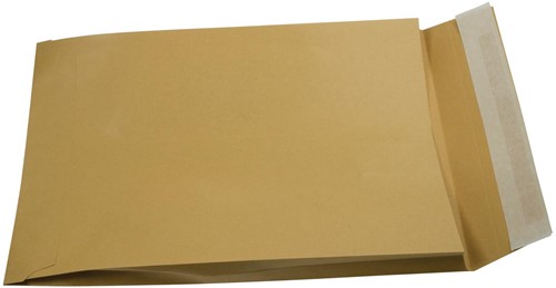 Gallery enveloppen met balg ft 250 x 350 x 40 mm, stripsluiting, bruine kraft, doos van 250 stuks