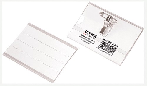 OFFICE products badge avec clip combiné, 90 x 57 mm