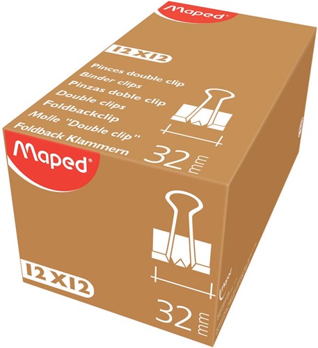 Maped clip foldback 32 mm, noir, boîte de 12 pièces