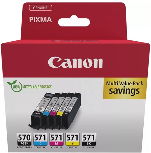 Canon cartouche d'encre 1 x PGI-570 + 1 x CLI-571, 182 - 398 photos, OEM 0372C006, 5 couleurs