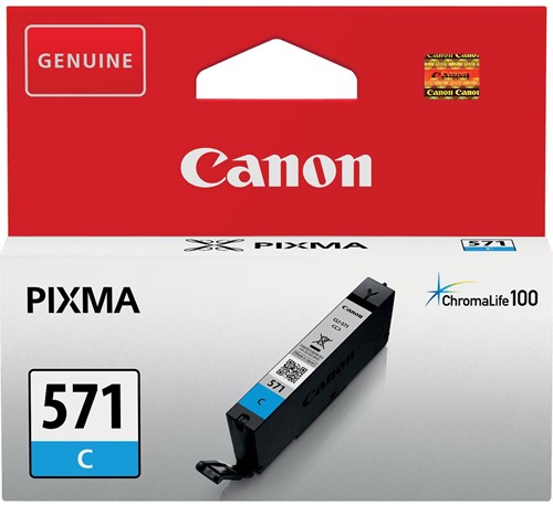 Canon inktcartridge CLI-571C, 173 foto's, OEM 0386C00, cyaan 1 Stuk