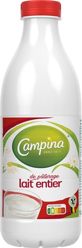Campina lait entier, 1 litre, paquet de 6 pièces