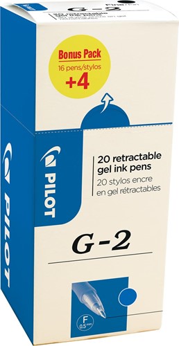Pilot gelroller G-2 fijn, blauw, value pack met 16 + 4 stuks