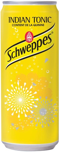 Schweppes Indian Tonic, boisson rafraîchissante, canette de 33 cl, paquet de 24 pièces
