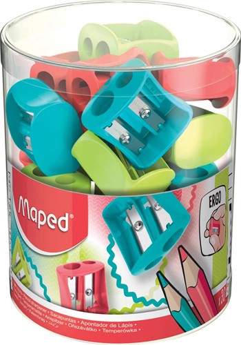 Maped taille-crayon Vivo 2 trous, en couleurs assorties, boîte de 30 pièces