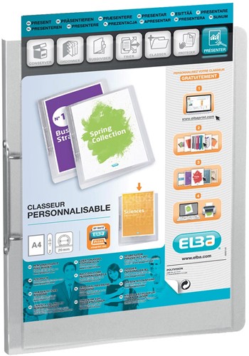 OXFORD Polyvision classeur à anneaux personnalisabel, format A4, en PP, dos de 3 cm, 2 anneaux, transpare