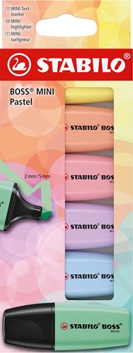 STABILO BOSS MINI pastel markeerstift, geassorteerde kleuren, blister van 6 stuks