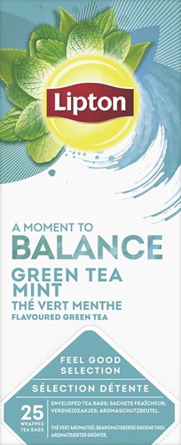 Lipton thee Feel Good Selection, Groene thee munt, pak van 25 zakjes 25 Stuk