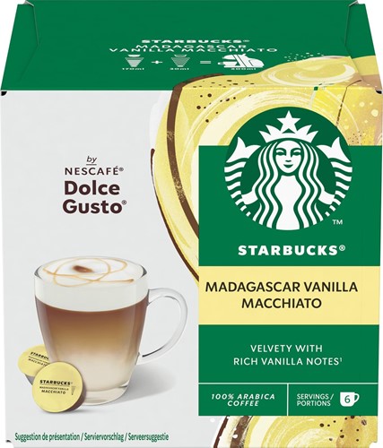 Nescafé Dolce Gusto dosettes de café Starbucks, vanille macchiatto, paquet de 12 pièces