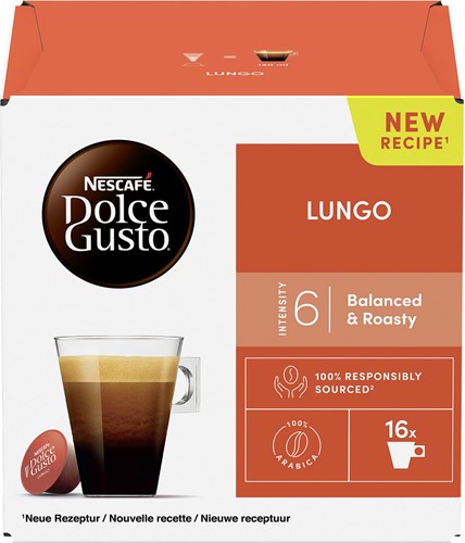 Nescafé Dolce Gusto dosettes de café, Lungo, paquet de 16 dosettes