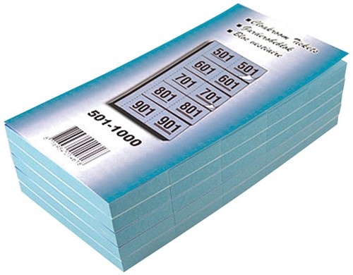 Garderobeblokken nummers van 501 t.e.m. 1.000, blauw