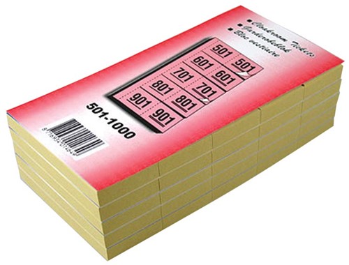 Garderobeblokken nummers van 501 t.e.m. 1.000, geel