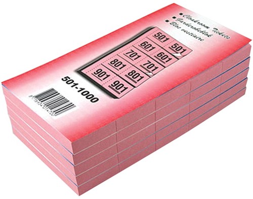 Garderobeblokken nummers van 501 t.e.m. 1.000, kers