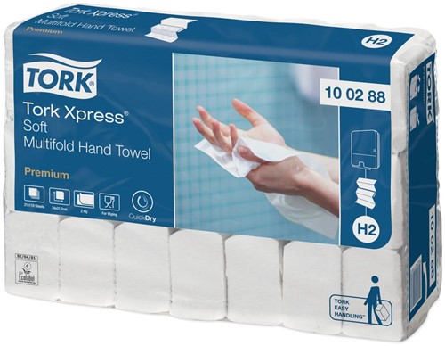 Tork essuie-mains en papier Xpress, Soft, 2 plis, 110 feuilles, système H2, paquet de 21 pièces 21 PAK