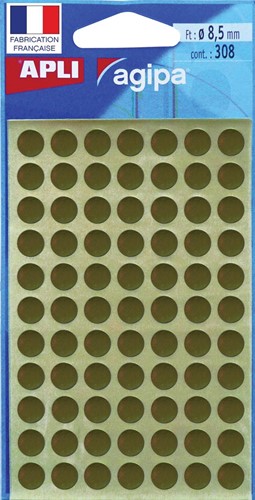 Agipa étiquettes ronds en pochette diamètre 8 mm, or, 308 pièces, 77 par feuille