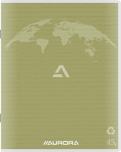 Aurora Writing 60 cahier de brouillon en papier recyclé, 200 pages, ligné, vert mousse