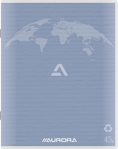 Aurora Writing 60 cahier de brouillon en papier recyclé, 200 pages, quadrillé 5 mm, bleu clair