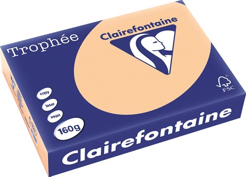 Clairefontaine Trophée Pastel, gekleurd papier, A4, 160 g, 250 vel, abrikoos