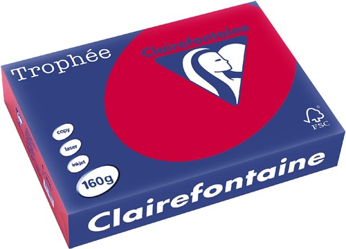 Clairefontaine Trophée Intens, gekleurd papier, A4, 160 g, 250 vel, kersenrood