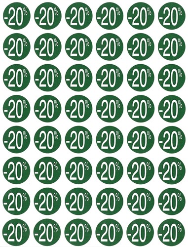 Agipa Etiquettes remises -20%, vert, paquet de 192 pièces, amovible