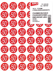 Agipa Etiquettes remises -50%, rouge, paquet de 192 pièces, amovible
