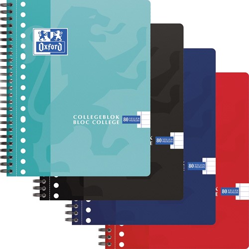 Oxford School bloc collège, ft A5+, 160 pages, 17 trous, marge, ligné, assorti 1 Stuk