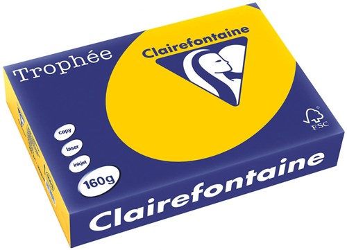 Clairefontaine Trophée Intens, gekleurd papier, A4, 160 g, 250 vel, zonnebloemgeel
