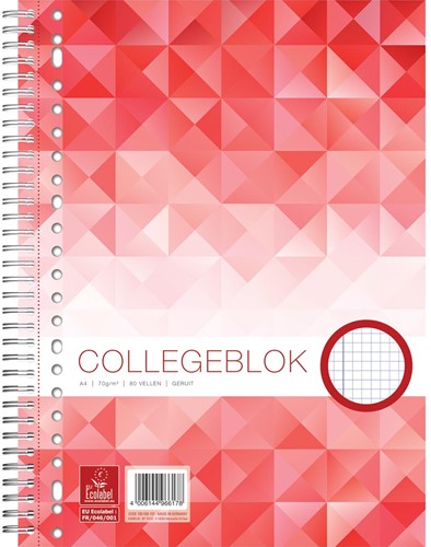 Work bloc de cours Collège, ft A4, quadrillé, 80 pages, 23 trous