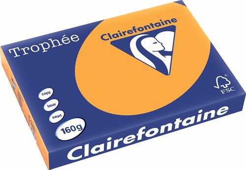 Clairefontaine Trophée Pastel, gekleurd papier, A3, 160 g, 250 vel, oranje